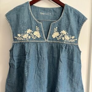 Sleeveless Chambray Babydoll Top